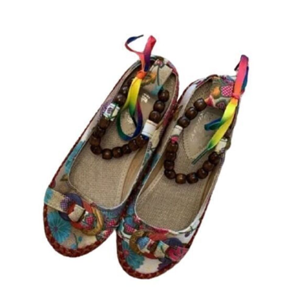 Rainbow Boho Chic Canvas Espadrilles Shoes SIZE 7
